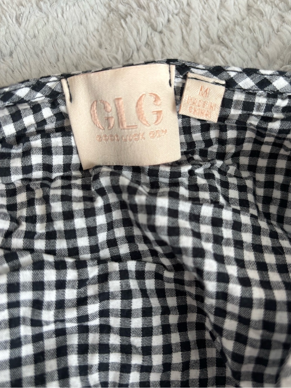 GLG Black and White Gingham Blouse with Tie Detail - Picture 3 of 3